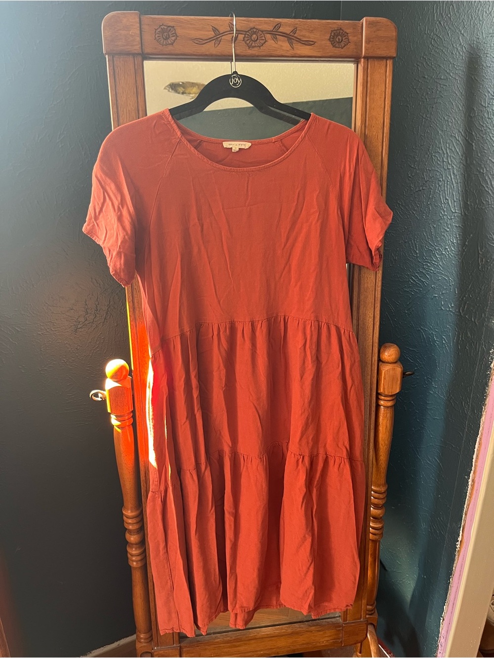 Rust Tiered Short-Sleeve Dress